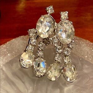 Magical Crystal Screw-back Earrings With Silver Tone Accents. Dangles